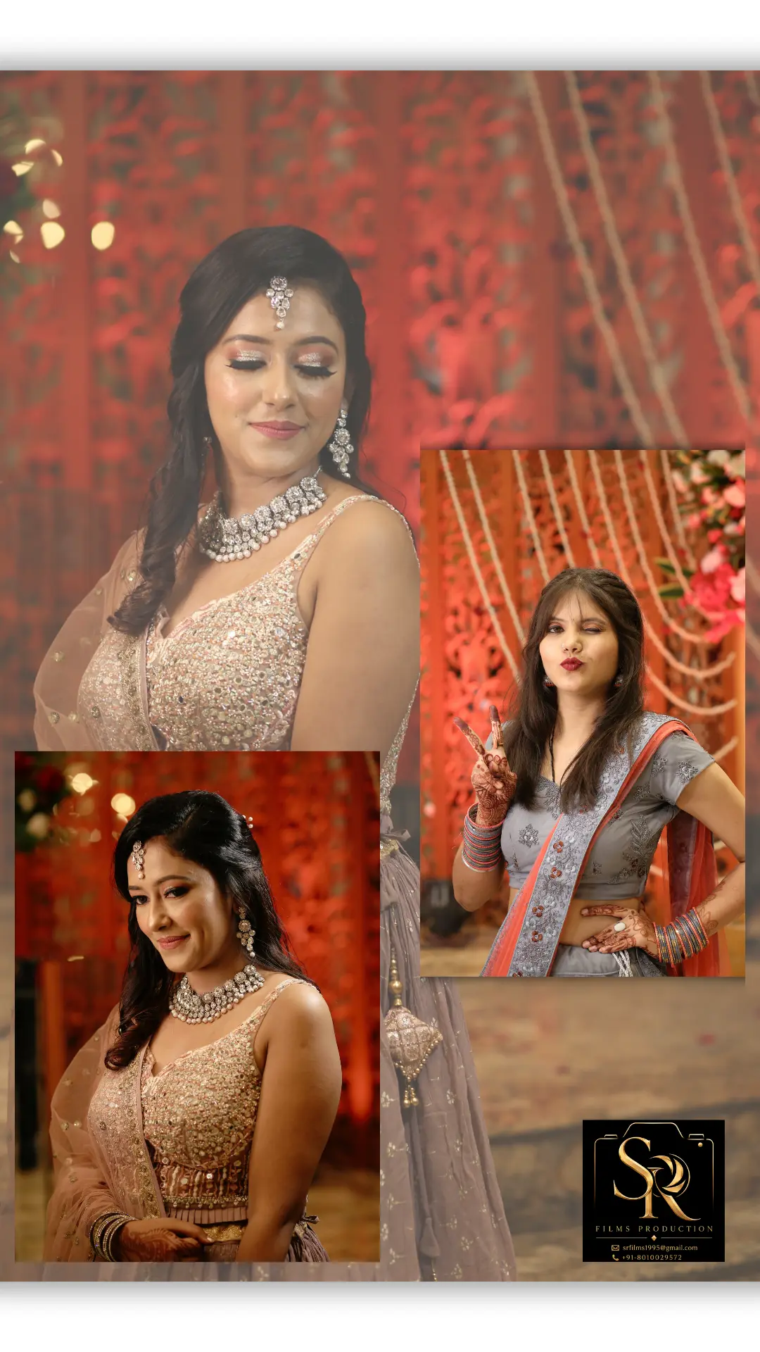 Bride in pastel lehenga at reception