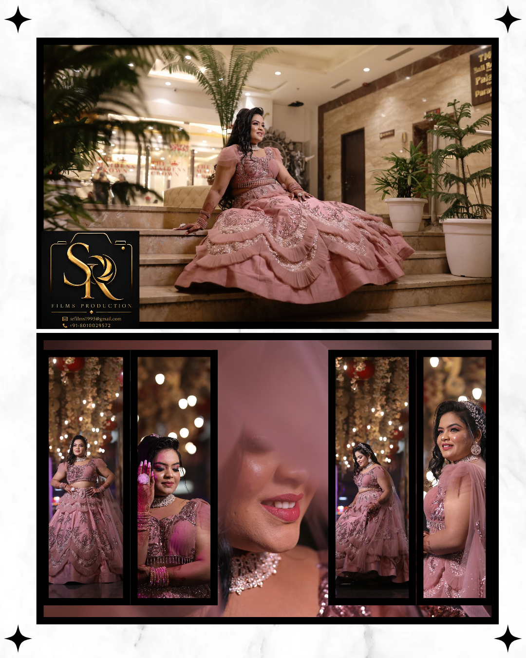 Bride in a rose pink gown at the reception