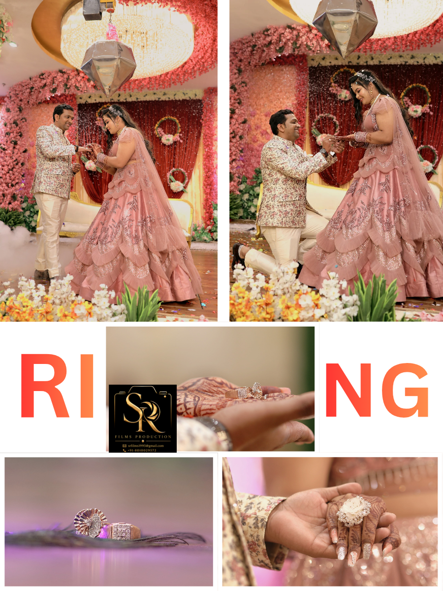 Ring ceremony moments with close-up shots of the rings