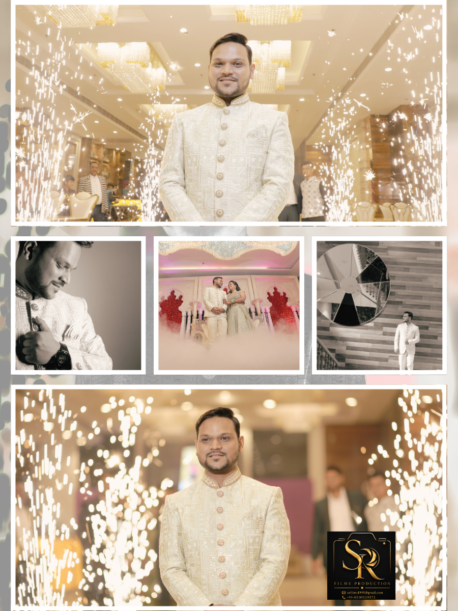 Groom entry with sparkler fountains at the venue
