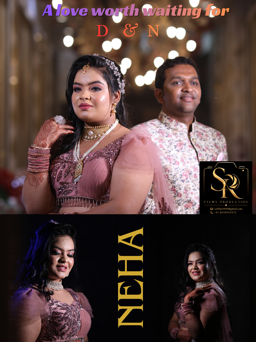 Neha bridal portraits in blush pink with dramatic lighting